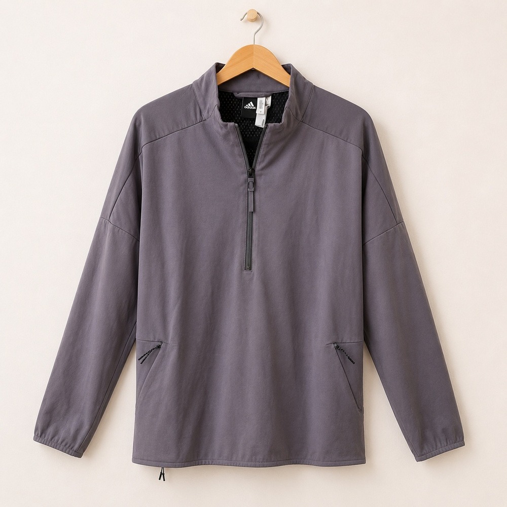 adidas Mens XL Gray 1/4 Zip Pullover Sportcore Athleisure Gorpcore Techwear
